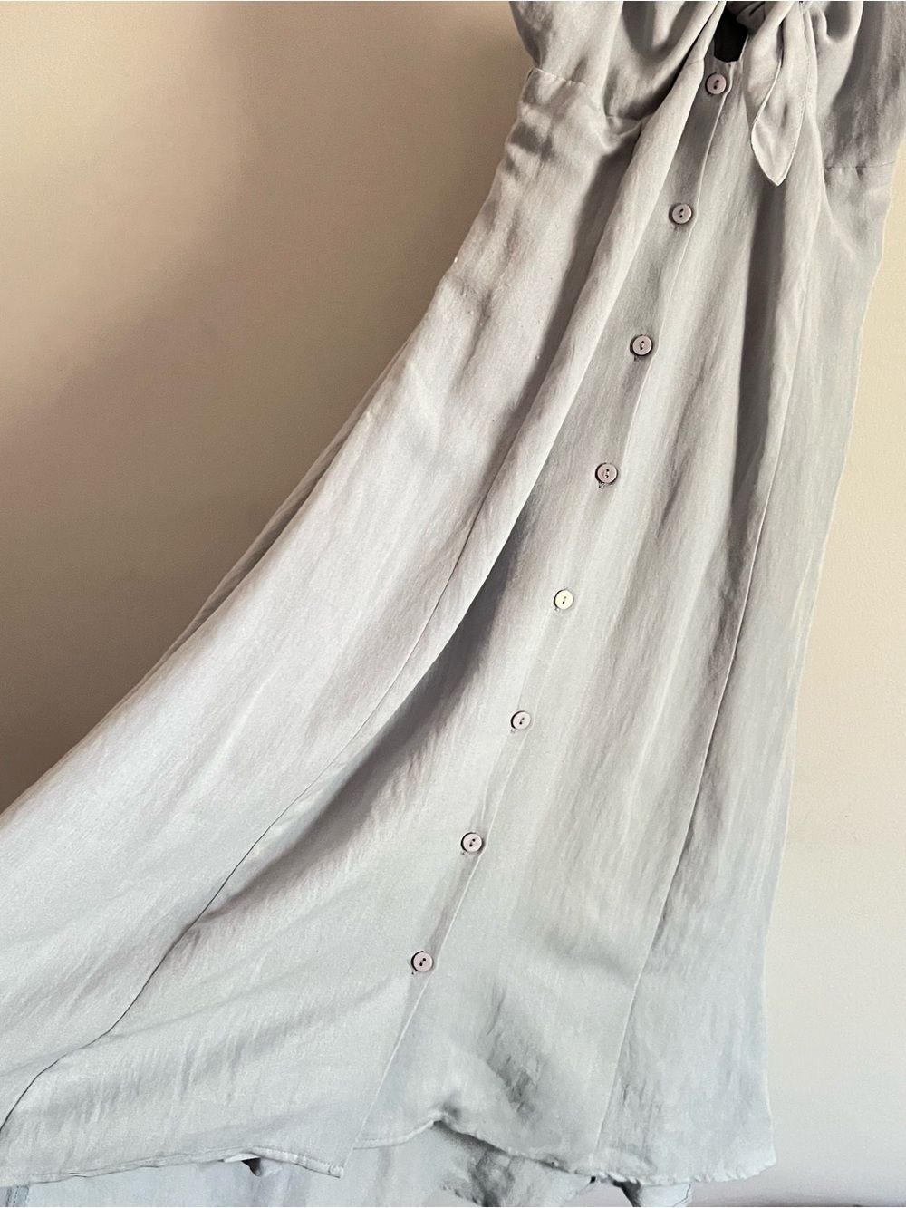 ASTR The Label Linen Tie Front Midi Blue Dress Size Small Formal wedding guest - Picture 5 of 12